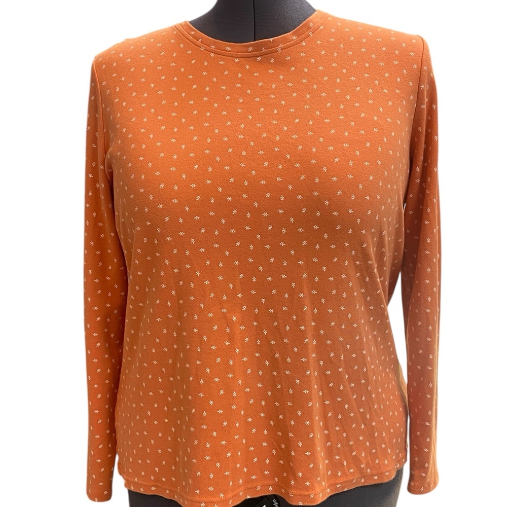 Basic Editions Women's plus size XXL Pumpkin Orange Long Sleeve crew neck Tee